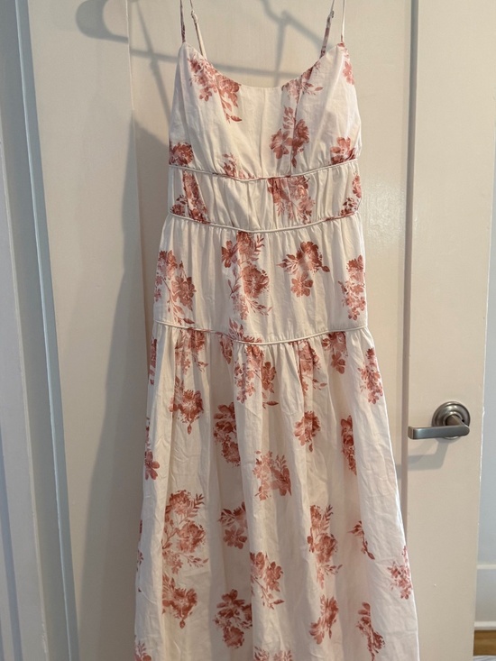 Band Of The Free Dresses & Skirts - Band of the Free White & Rust Floral Midi Dress Tiered Boho Size S - NEW